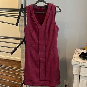 Form fitting and very flattering and light. The color is a fuchsia/pink.